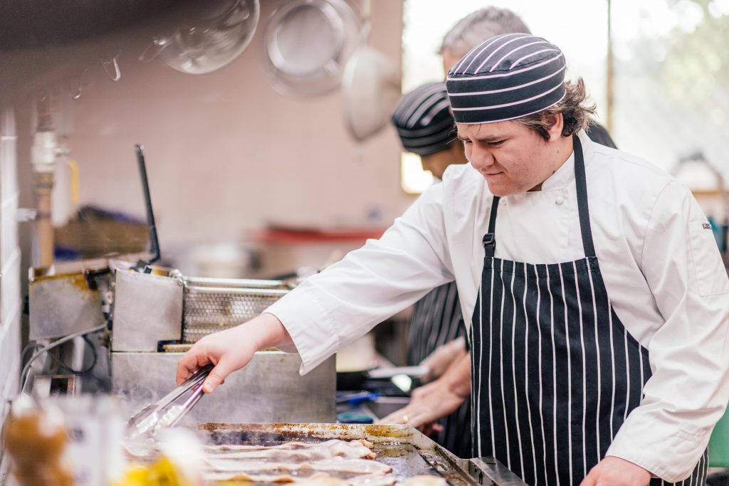 Hospitality Student Cooking